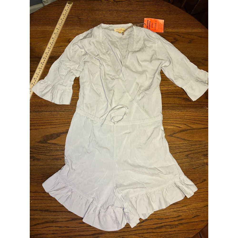 Day of‎ Blossom Womens XS Ruffle Wrap Romper Light Blue Rayon NWT New